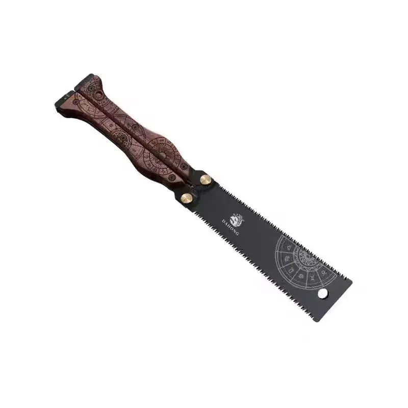 Multifunctional Butterfly Saw With Walnut Handle SK85 Steel Balisong Folding Saw Outdoor Double Edge Woodworking Hand Saw Tools