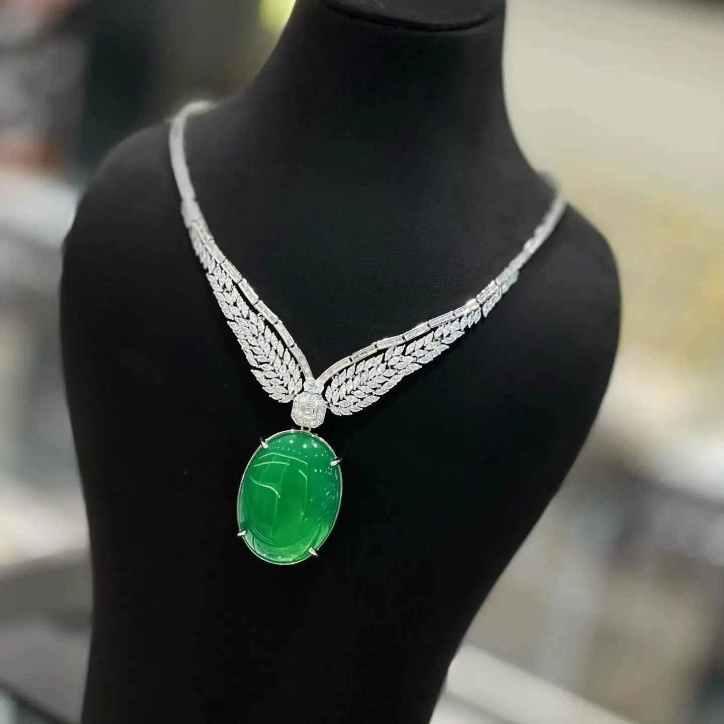 green agate pendant necklace luxury 925 sterling silver with cubic zircon fine women jewelry for party wedding