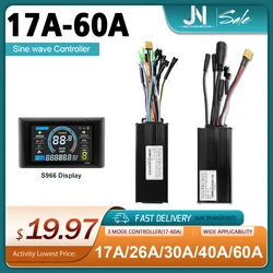 Three-Mode Sine Wave Controller 17A-60A SM/WP Plug with 36V 48V S966 Display Use for Electric bicycle 250W-3000W Motor Kit