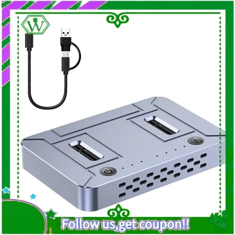 

ABIK-Dual-Bay M.2 SSD Docking Station M.2 NVME NGFF SSD Enclosure 20Gbps USB3.2 GEN2 Type C Offline Cloner Duplicator