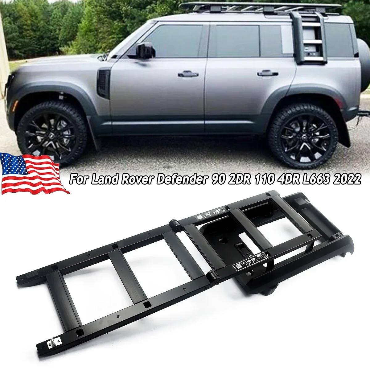 For Land Rover Defender 90 or 110 2022 L663 Side Roof Rack Side Access Ladder Car Rear Door Ladder Climbing Exterior Accessories