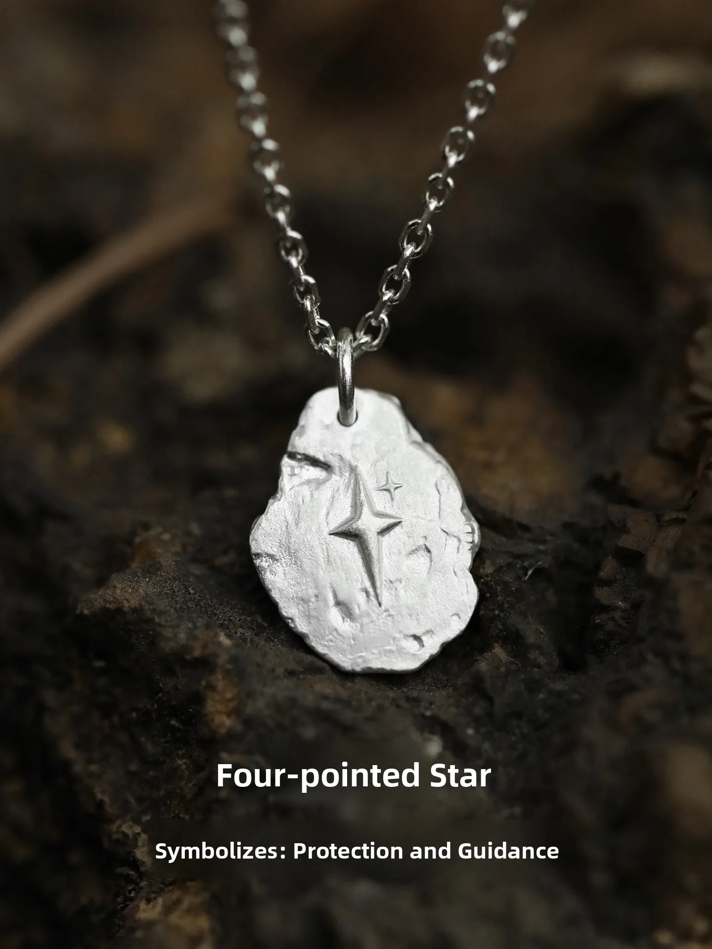 Handmade Original Design 999 Pure Silver Four-Pointed Star Pendant Unisex Fashionable Simple Matching Couple Necklaces