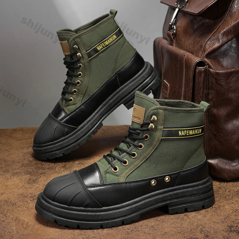 Men's Luxury Boots Comfortable High-top Motorcycle Boots Men Autumn Fashion Casual Walking Shoes British Style Safty Work Shoes