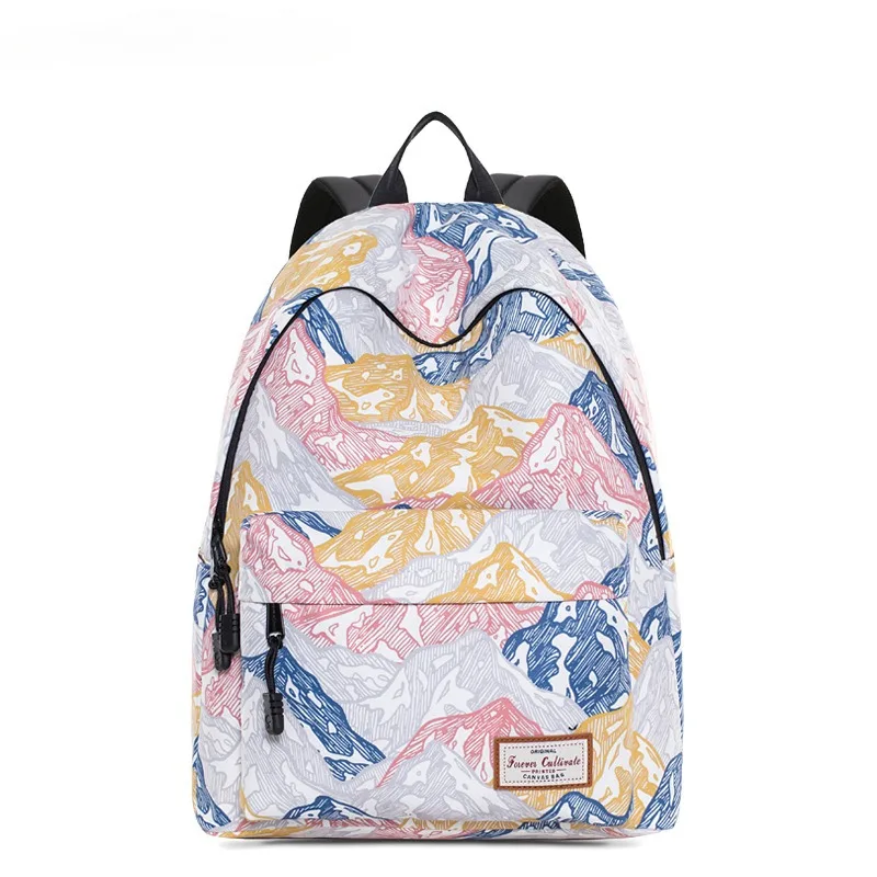 

[Premium] Laptop Backpack Nylon Student Schoolbag Large Capacity Cute Fashion Simple Floral for Outdoor Camping