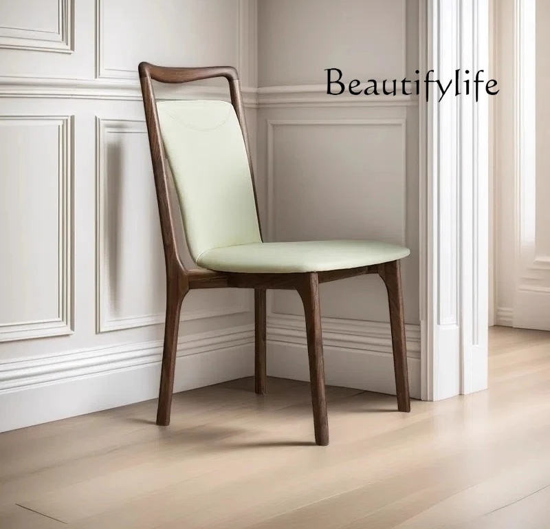 

Nordic dining chair Italian new Chinese minimalist household simple post-modern solid wood high-end soft bag chair