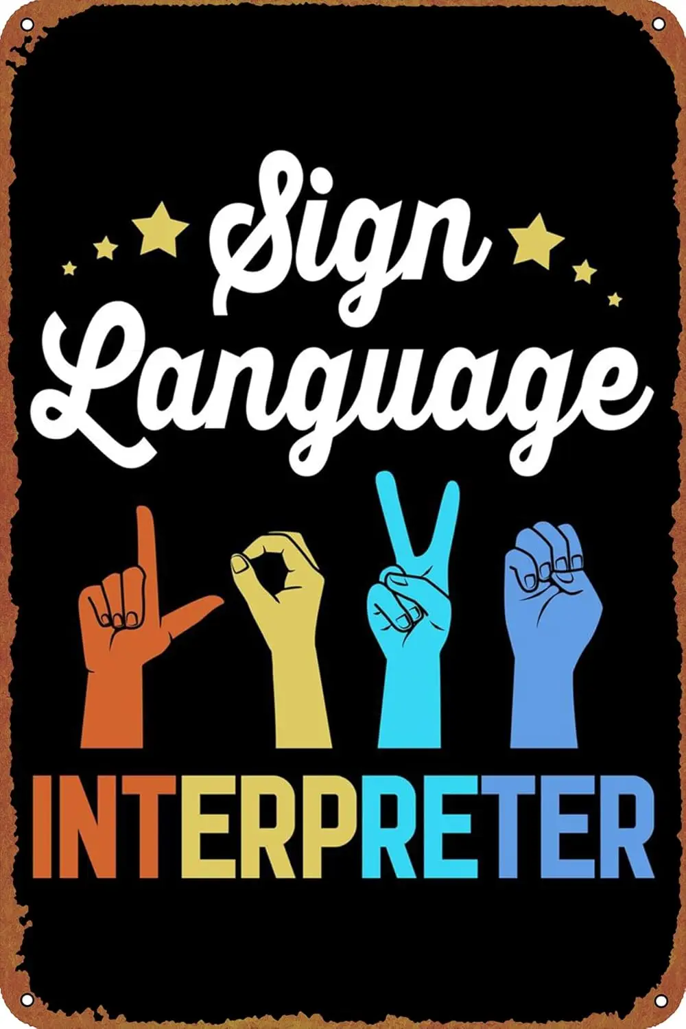 1p, Affiche artistique interprète ASL, Plaque métallique vintage, Décoration murale pour Famille, Club, Bar, Café, Chambre, Cadeau