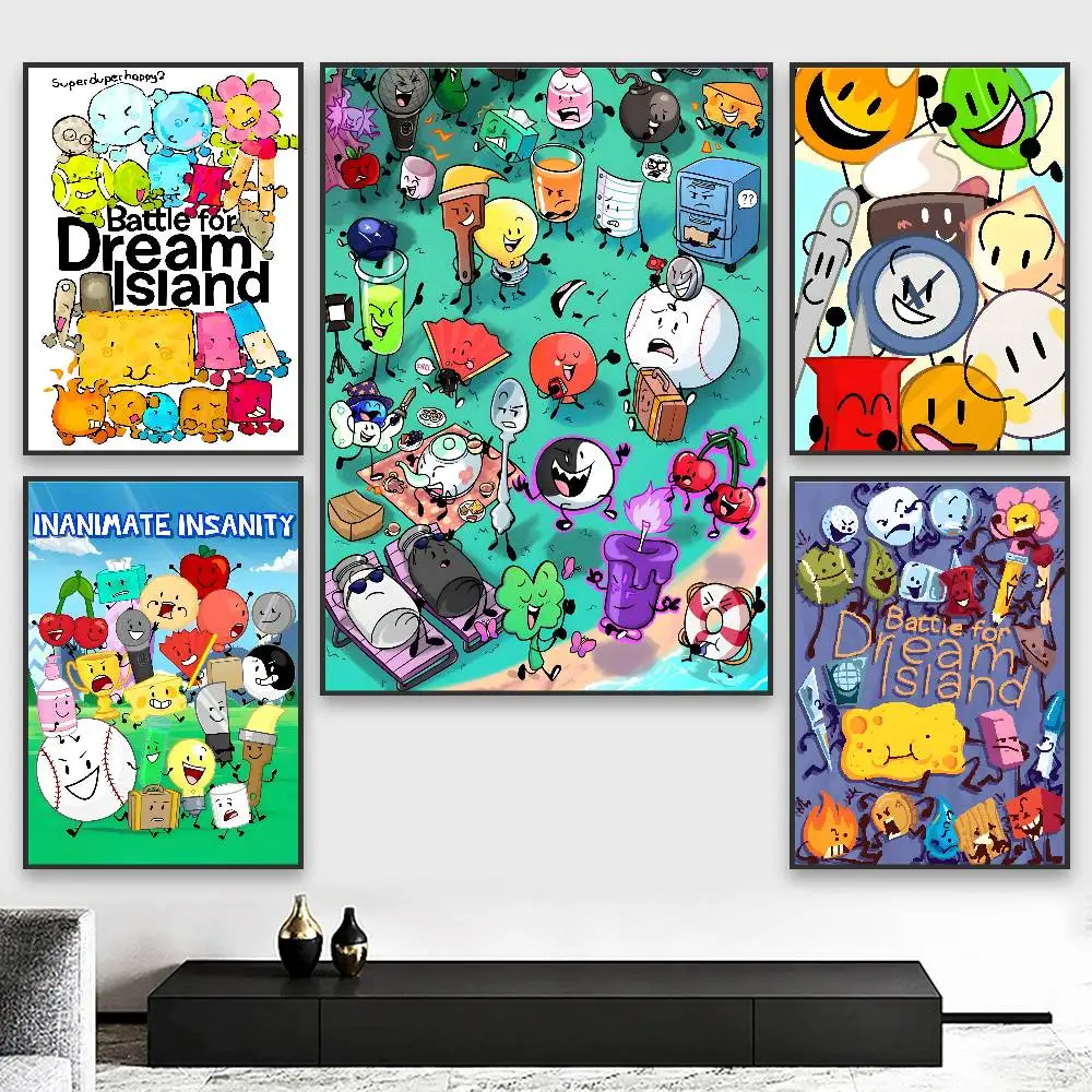 B-Battle For Dream Island Poster HD Home Decor Sticky Wall Waterproof Home Living Room Bar Aesthetic Decor