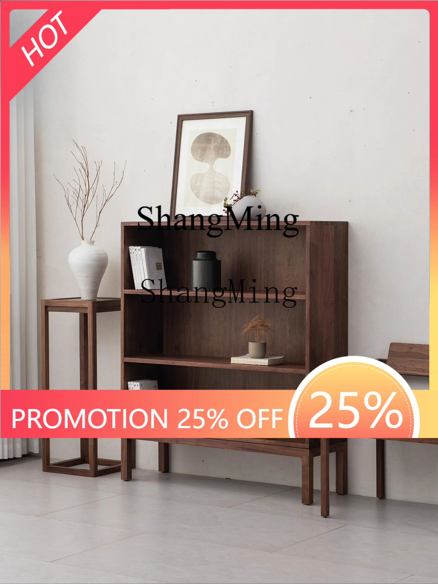 

SM tea room furniture storage rack black walnut solid wood low new Chinese tea set display cabinet