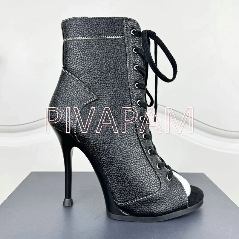 

Womens 11CM Black High Heels Party Stilettos Jazz Dance Ballroom Latin Dancing Booties Plus Size Lace Up Jazz Dance Heels