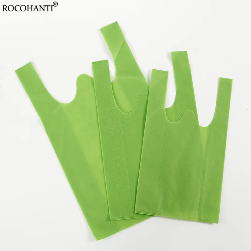 

50pcs Eco-friendly vegetable nonwoven shopping vest bag ldpe biodegradable black plastic t-shirt bag t shirt plastic carry bags