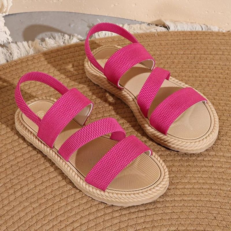 

Женские сандалии, летние новые модные трендовые нескользящие сандалии, женские износостойкие разноцветные одинаковые эластичные туфли на плоской подошве для женщин