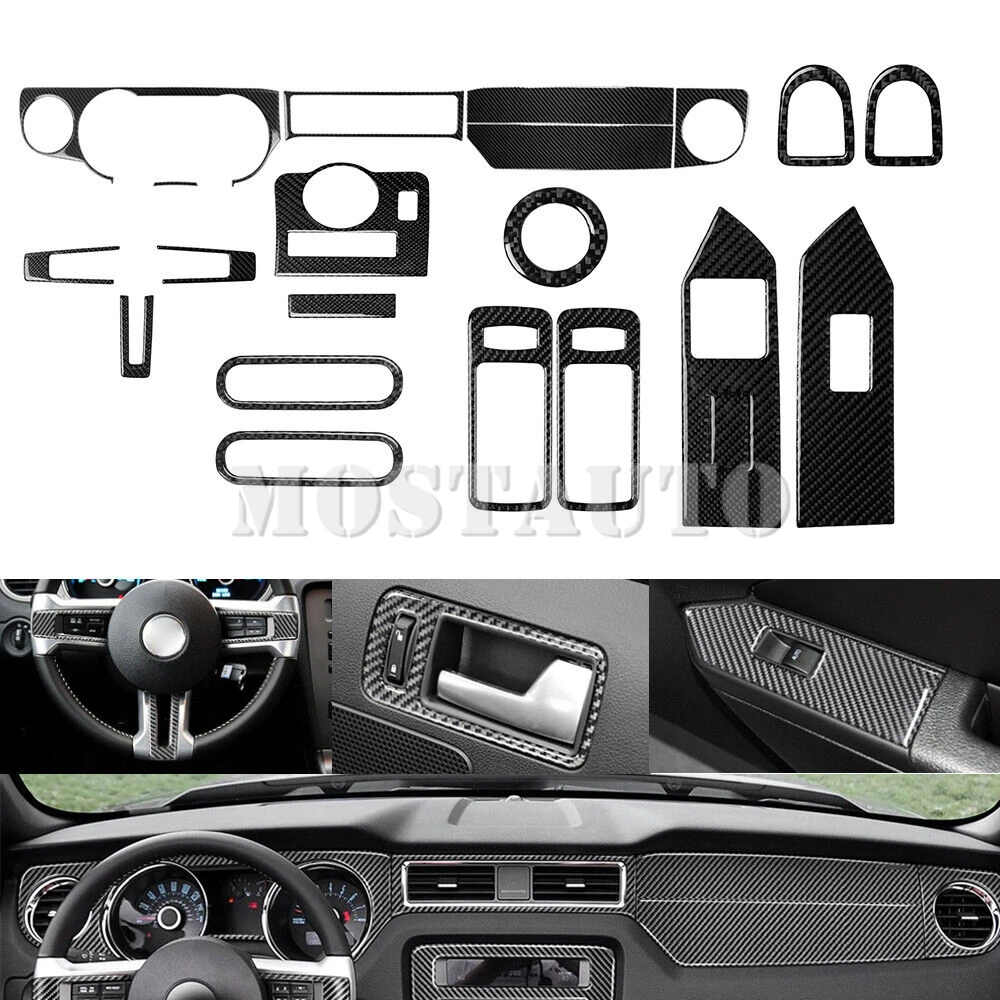 

For Ford Mustang Soft Carbon Fiber Interior Accessories Kit Cover Trim 2009-2013 21pcs Interior Whole Kit （2 Color）