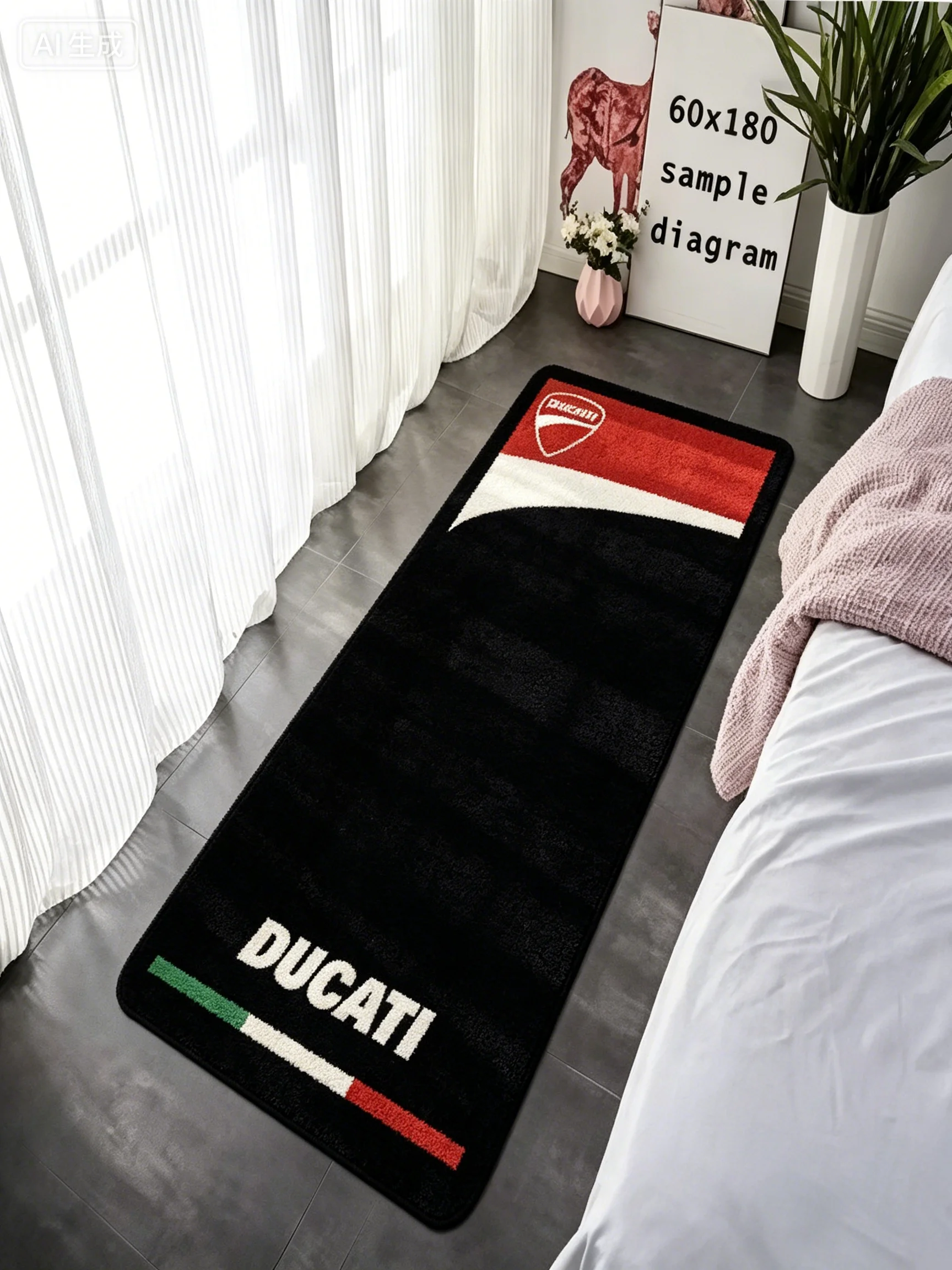 AliExpress NONE New Arrival Ducati Logo Motorcycle Floor Mat Non-Slip Garage Carpet for Bike