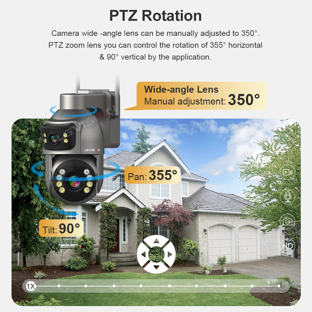 LS VISION 2K تعمل بالطاقة الشمسية كاميرا CCTV خارجية 4G WiFi اتجاهين الصوت للرؤية الليلية لأمن المنزل AOV كاميرا تعمل بالطاقة الشمسية