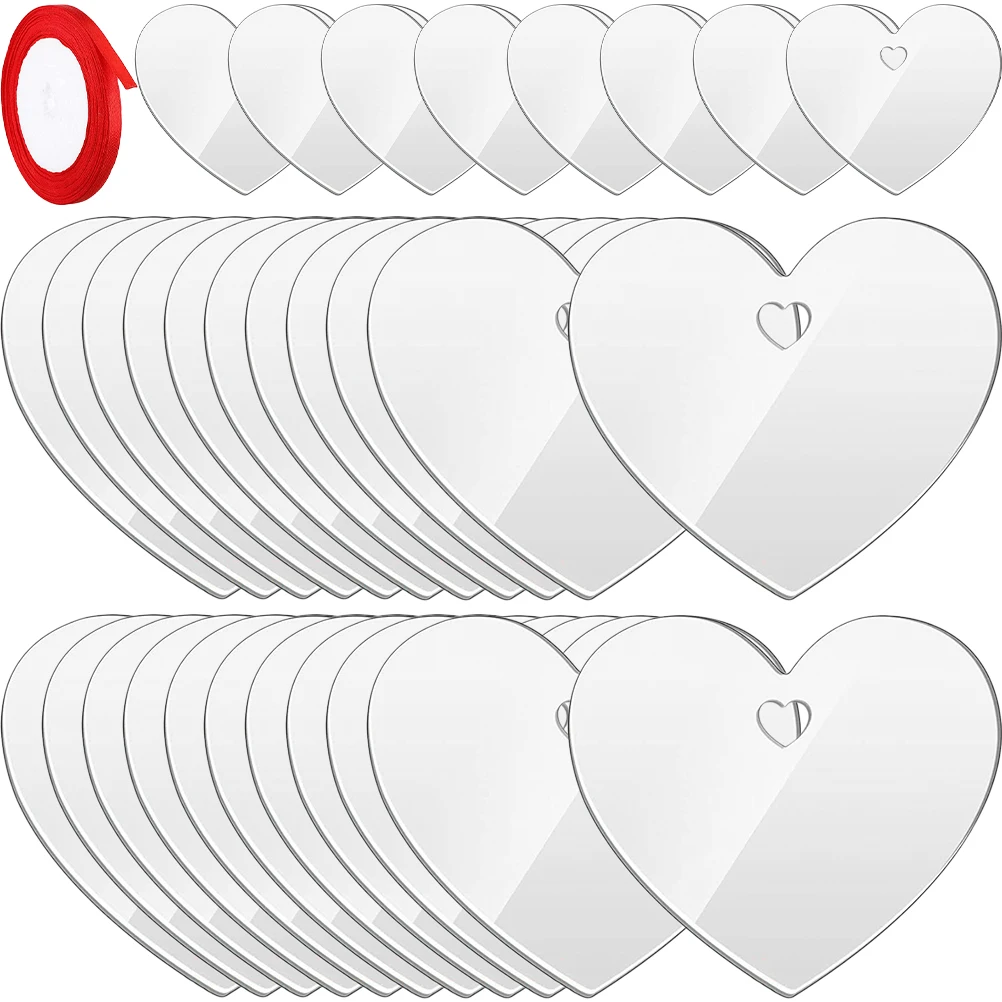 

1 set Valentines Heart Shaped Acrylic Tags 7.5cm DIY Pendant Keychain Decor Blank Pieces for Bag Charms Craft Supplies