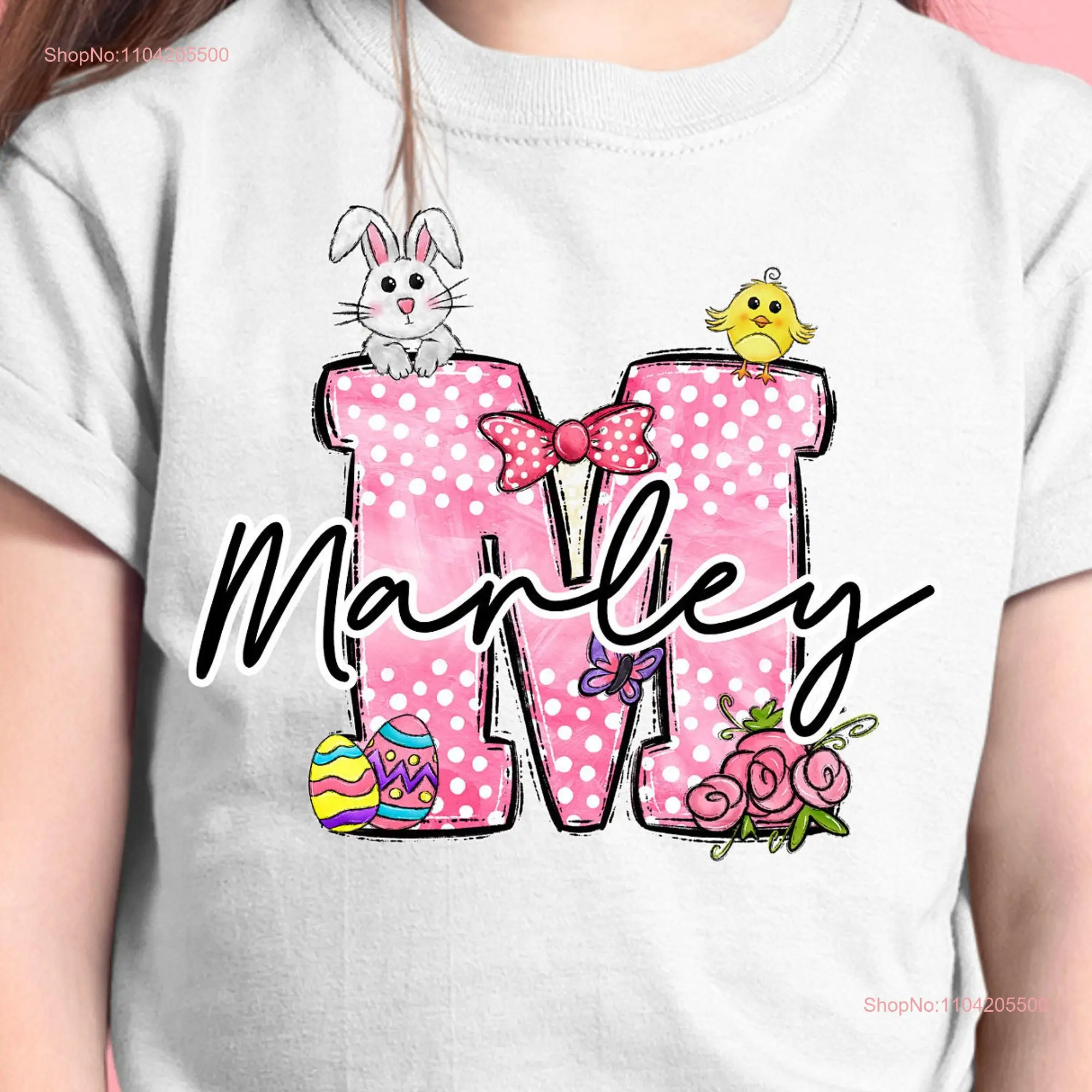 Family Easter Name T shirt Monogrammed Bunny Doodle Letter Christian Jesus Toddler Happy s long or short sleeves