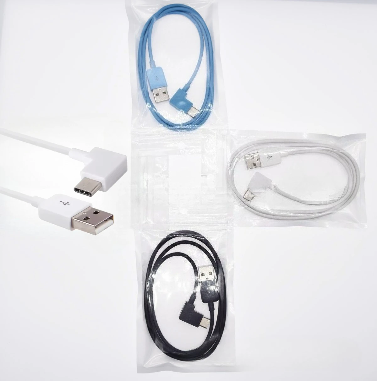 USB 3.1 To Type-C 90 Angled Data Charging Elbow USB-C 2.0 Adapter Cable USB C for Tablet Mobile Phones White Black 0.2M 1M 2M 3M