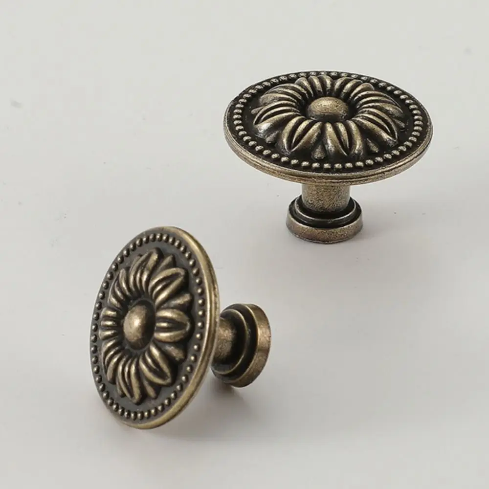 Zinc Alloy Antique Bronze Cabinet Pulls Vintage Carved Cabinet Drawer Knobs European Durable Wardrobe Door Handles