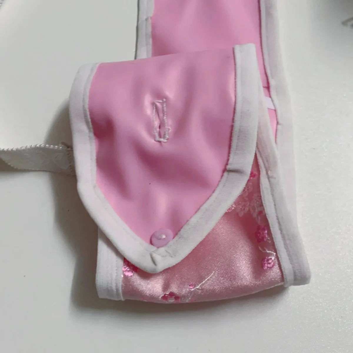 Vintage Floral Satin Rubber Lined Sanitary Belt T-back Elastic Waistband Light Weight Thong Adjustable Waist Reusable