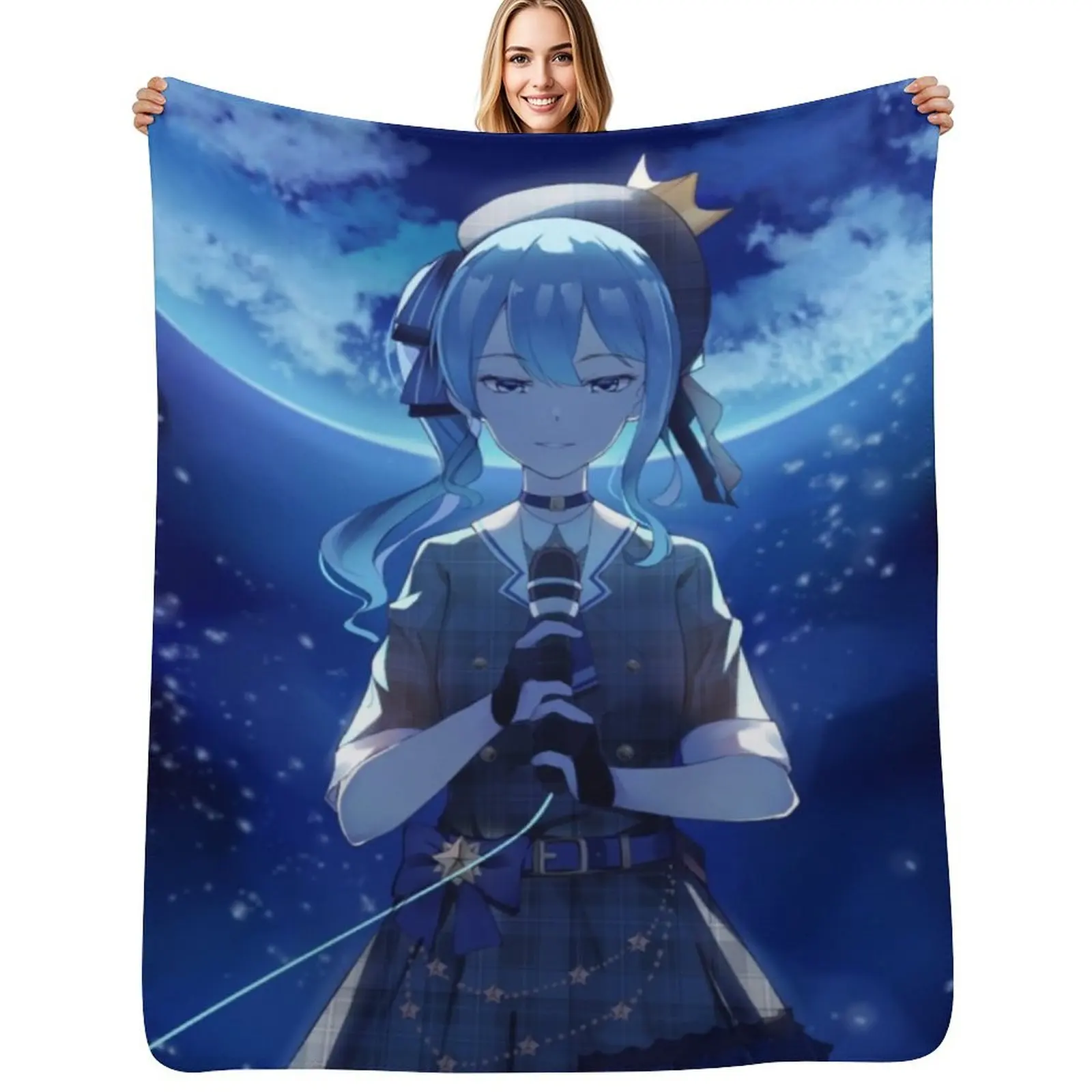 

Hoshimachi Suisei Throw Blanket Soft Plush Plaid Single cosplay anime Sofa Throw Blankets