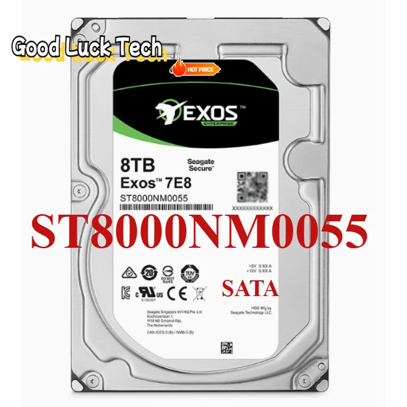 HDD 8TB For S-eagate Exos 7E8 ST8000NM0055 8TB  SATA  256MB 7200 RPM 3.5