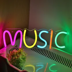 1pc Colorful MUSIC LED Neon Sign Night Light For Parrty Music Pub Club Shop Decoration New Year Birthday Gifts 12.2''*3.98''