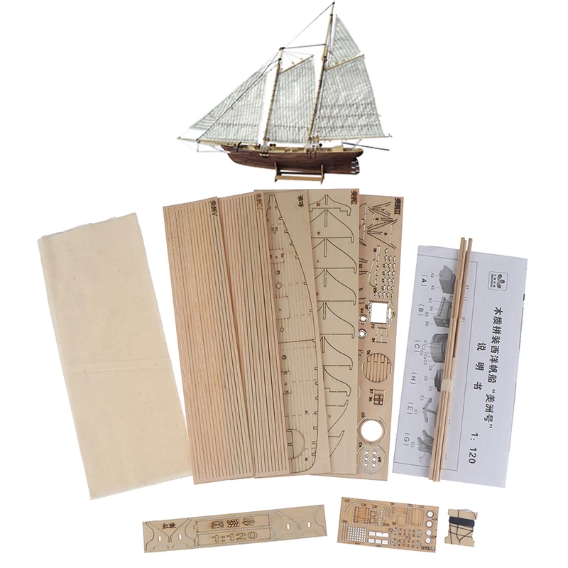 1:120 DIY Wooden Assembly Sailing Ship Model Classic Sailing Boat Puzzle Toys