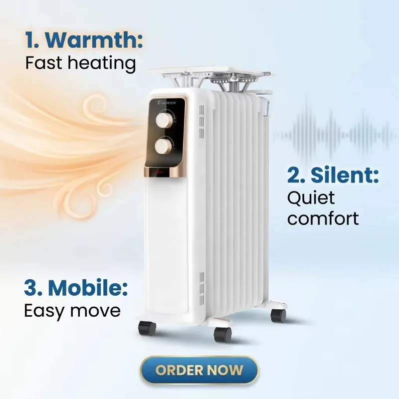Airo Kadeer Hot Sale Electric 1500W Oil Filled Radiator 5/7/9/11/13fins Room Oil Heater