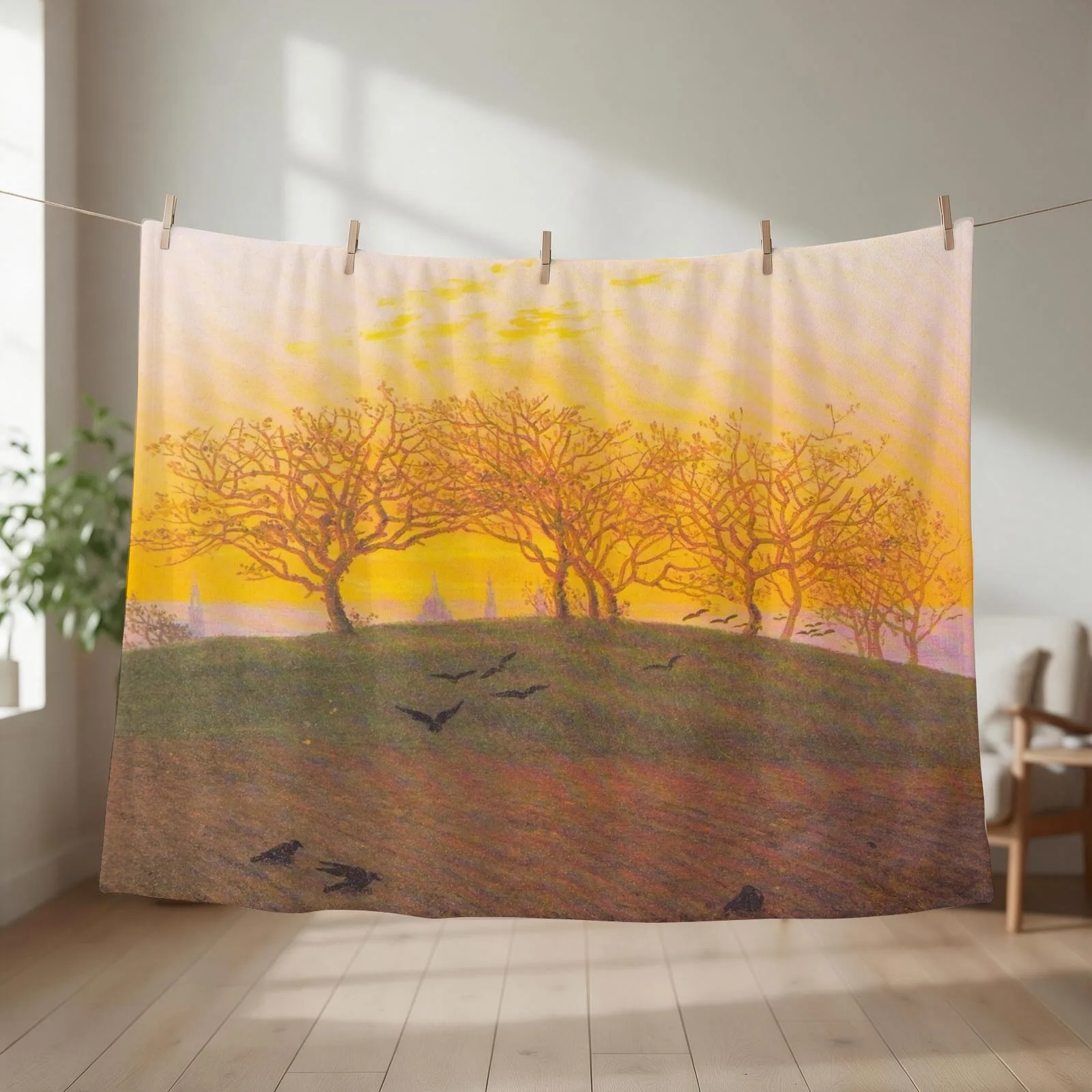 HD CASPAR DAVID FRIEDRICH - Sunset Hill Throw Blanket couch cozy soft plush fuzzy picnic outdoor blanket