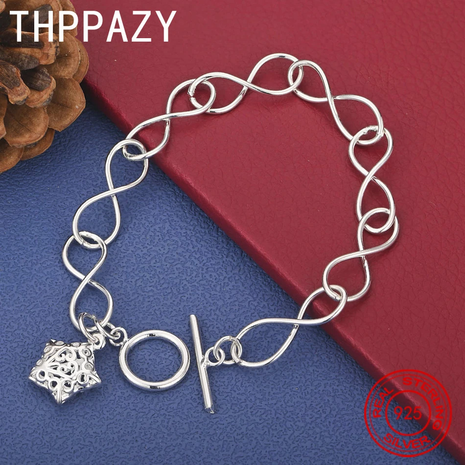 

THPPAZY 925 Sterling Silver Cute Star Pendant Bracelet Fashion Charm Jewelry For Women Party Engagement Wedding Birthday Gifts