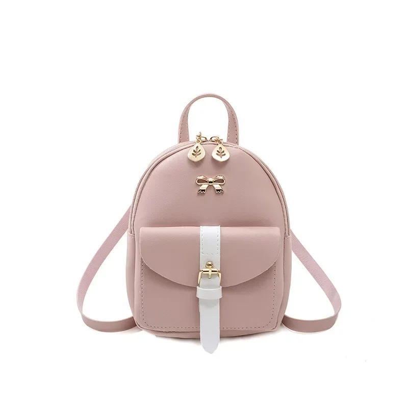 Fashion New Women Korean Style Mini Backpack PU Leather Small Backless Bag Multi-Functional Girls\' Small School Backpack