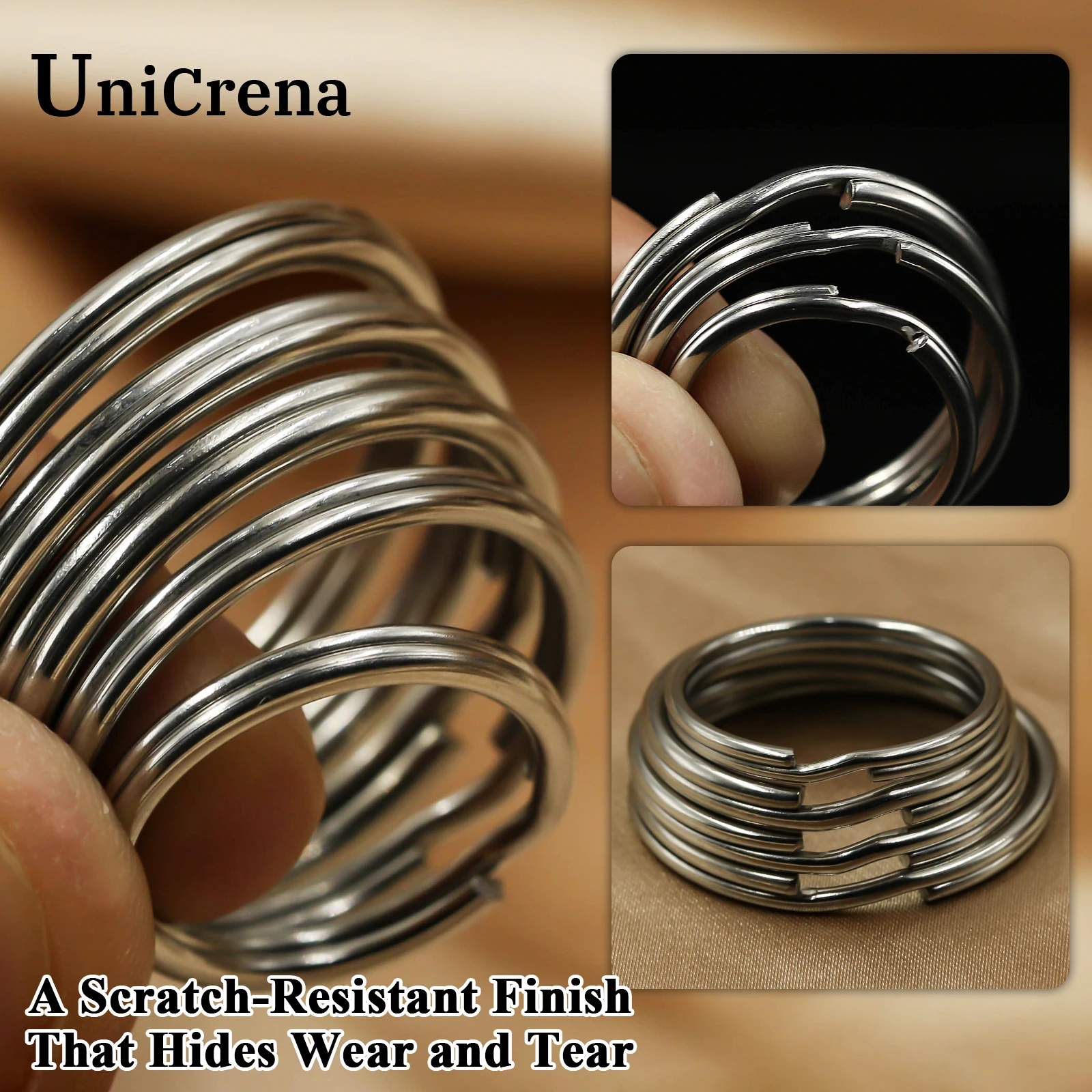 UniCrena 304 Stainless Steel Key Rings Bulk Heavy Duty Split Key Rings Keychain for EDC DIY Dog Tag Rings Home Office Car Keys view 3