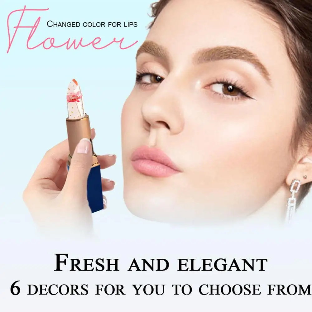Bálsamo labial que cambia de Color con la temperatura, lápiz labial de flor de gelatina de cristal, brillo nutritivo, duradero, hidratante, taza antiadherente, maquillaje nuevo