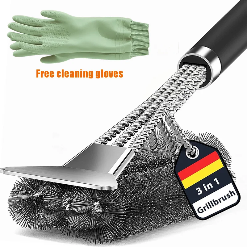 Grill Brush with Scraper,BBQ Grill Brush for Outdoor Grill, Extra Strong Grill Cleaner Accessories for Grill/Smoker/Charcoal Gri