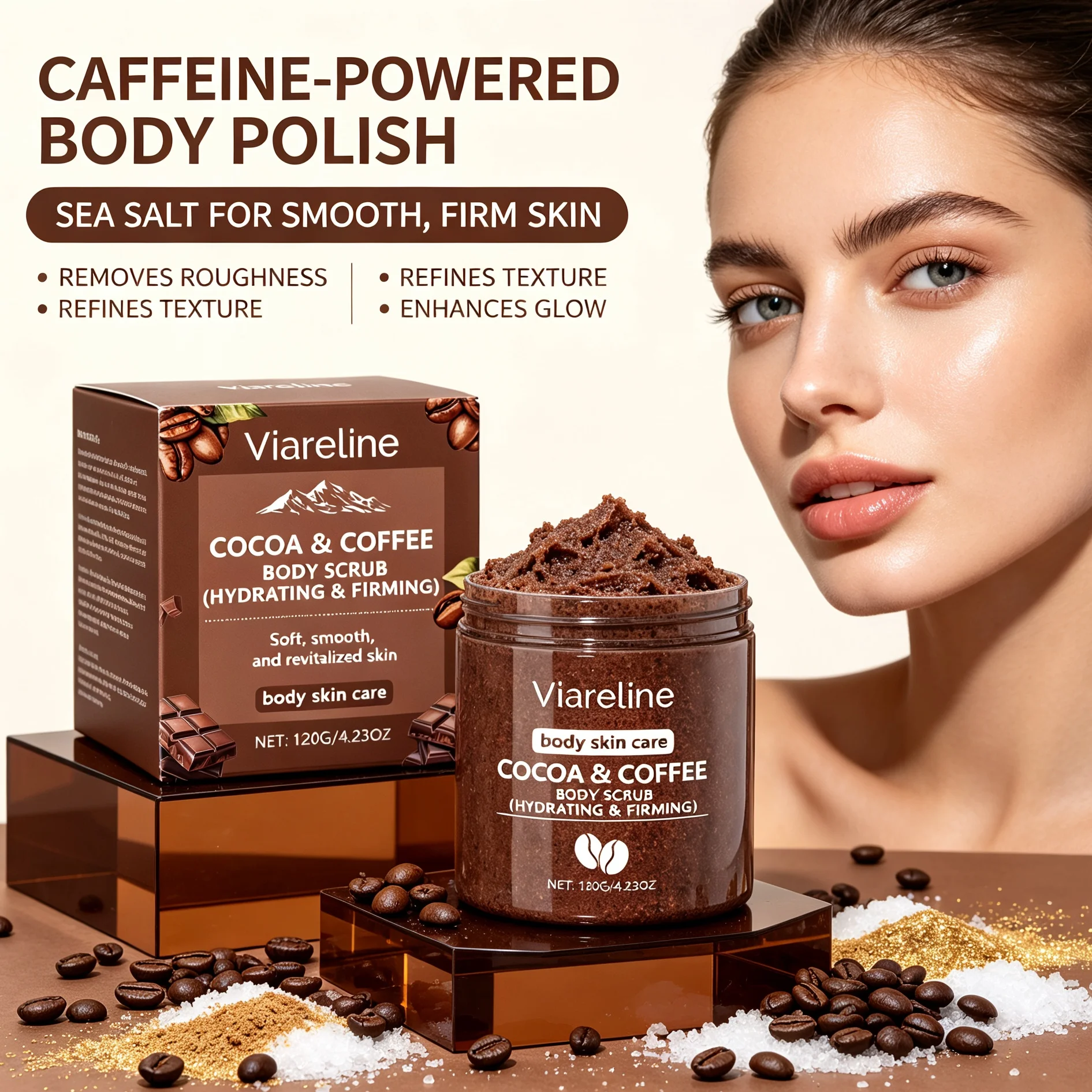 Coffee Sea Salt Body Scrub Gentle Exfoliating Remove Dead Skin Chicken Skin Brightening Moisturizing Smooth Body Skin Care