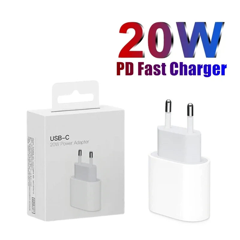 20W PD Quick Charging USB-C Power Adapter With Box Fast EU Wall Charger for iPhone 16 15 14 Plus 11 12 13 Pro Max X XR XS 8