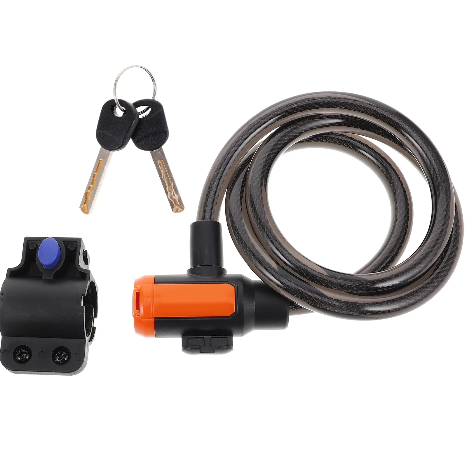 

100Cm Anti-Theft Steel Cable Lock for Bike Electric Scooter E-Bike Portable Circular Lock Head with Mount Black Bicycle