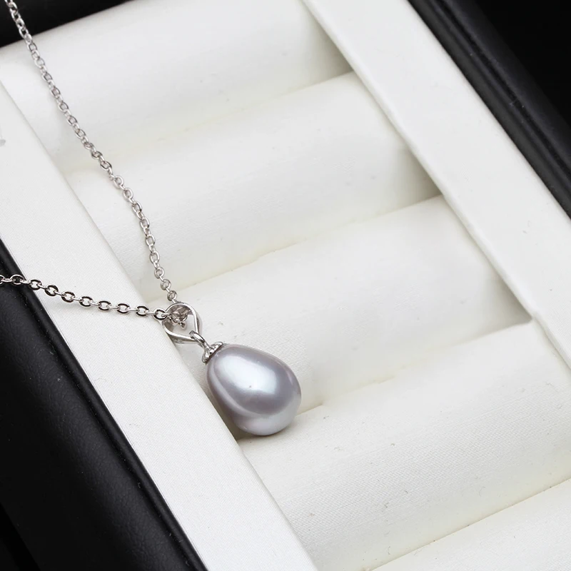 925 Sterling Silver Pearl Pendant For Women Genuine White Black Freshwater Pearl Pendant Wife Girl Gift Wholesale