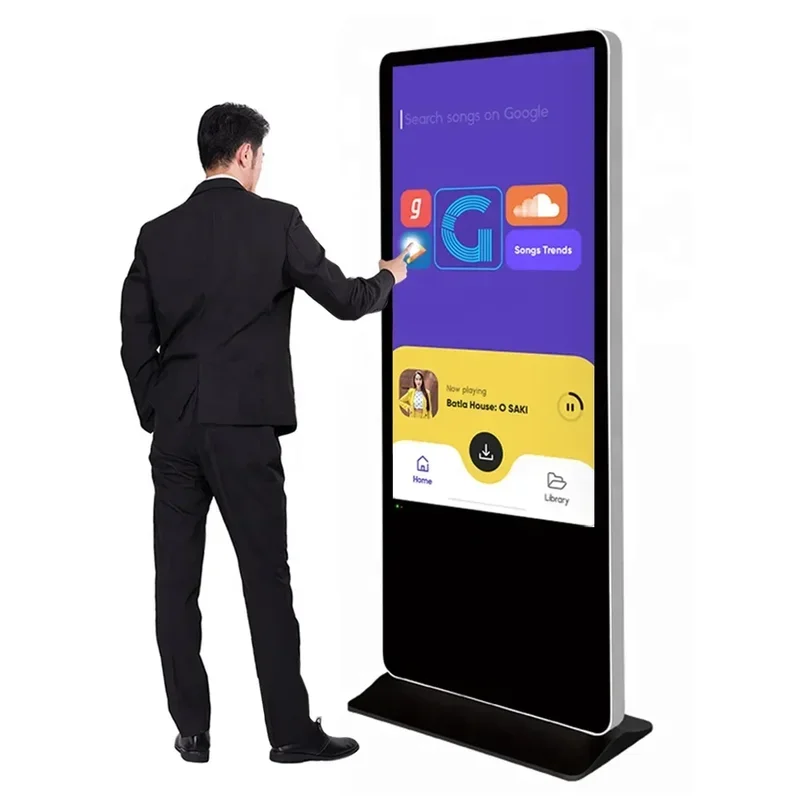 4K 55 Inch Vertical Floor Stand Screen Display Advertising Player Kiosk LCD Interactive Digital Signage Totem