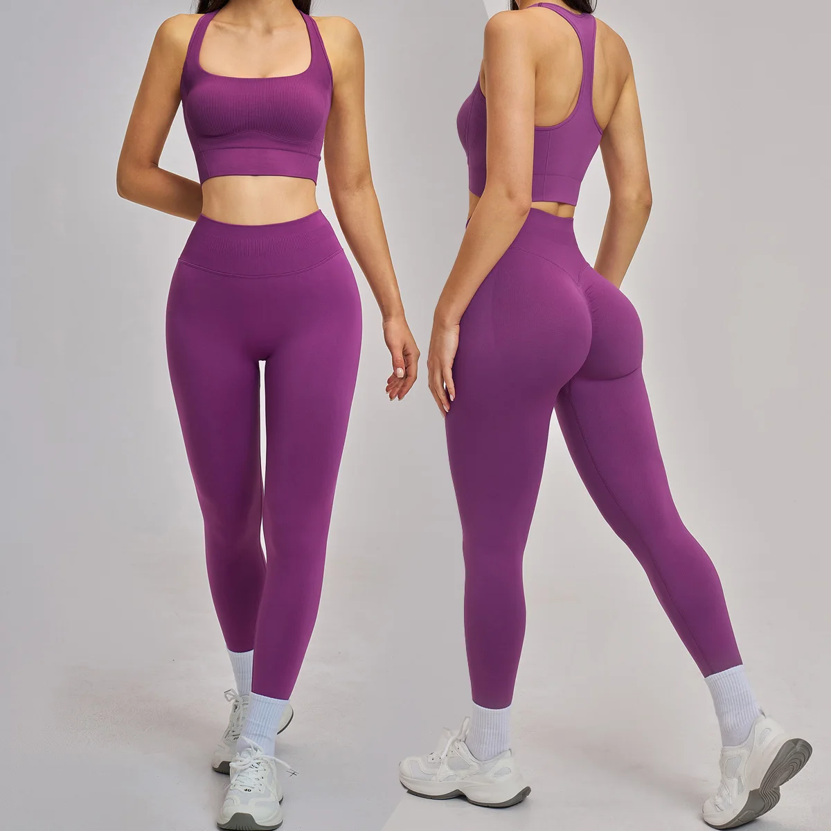 New 2PCS Yoga Suit Sports Set Seamless Gym Set Women Tracksuit Running Workout Clothes Sports Bra Leggings Suit Athletic Wear