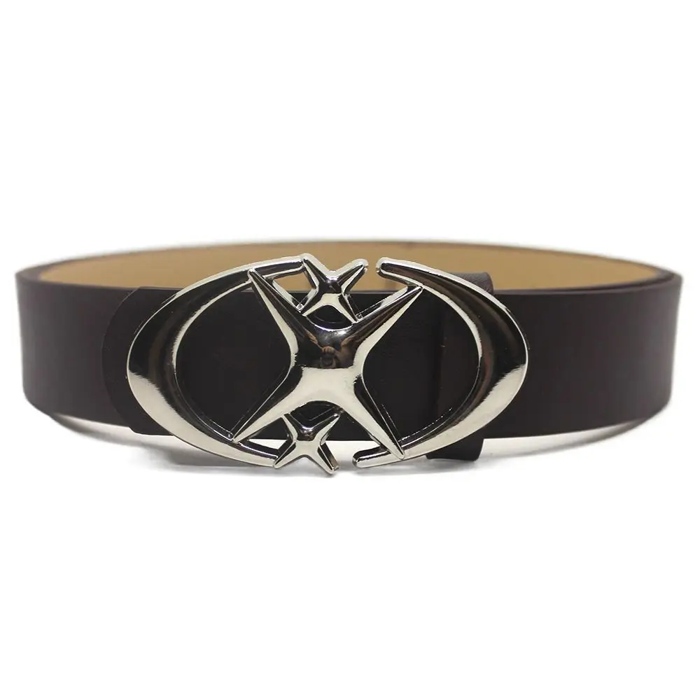 Vintage Y2k Lether Belt Moon Star Design Punk Punk Belt Pu Leather Cross Decorative Belt Men Women