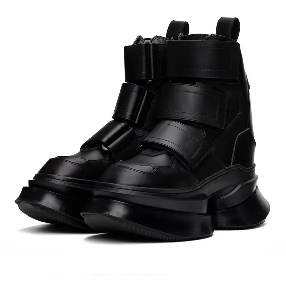

High Quality Genuine Leather Handmade 7.5cm Thick Sole Platform Catwalk Horse's hoof Street Boots