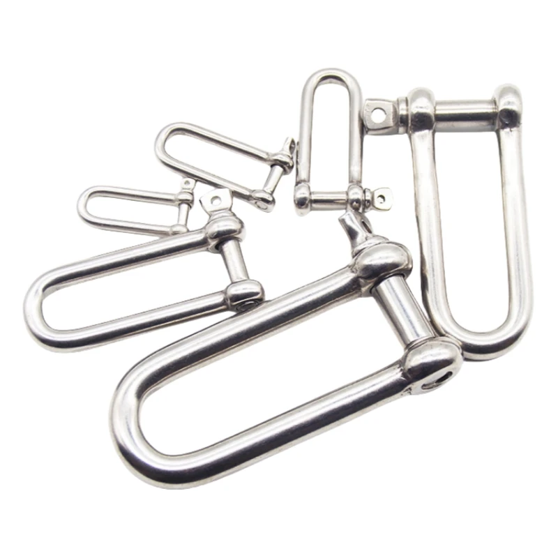 304 Stainless Steel Long D Shackle Load Clamp M4 M5 M6 M8 M10 for Chains Wirerope Lifting Paracord Outdoor Camping Survival Rope