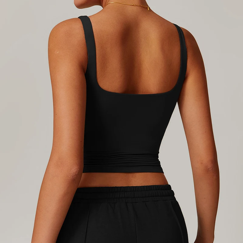 Hearuisavy Women's Sports Bra Square Neck Tight Yoga Tank Top Gym Running Breathable Casual Vest Female Comfort Fit Workout Top image 4