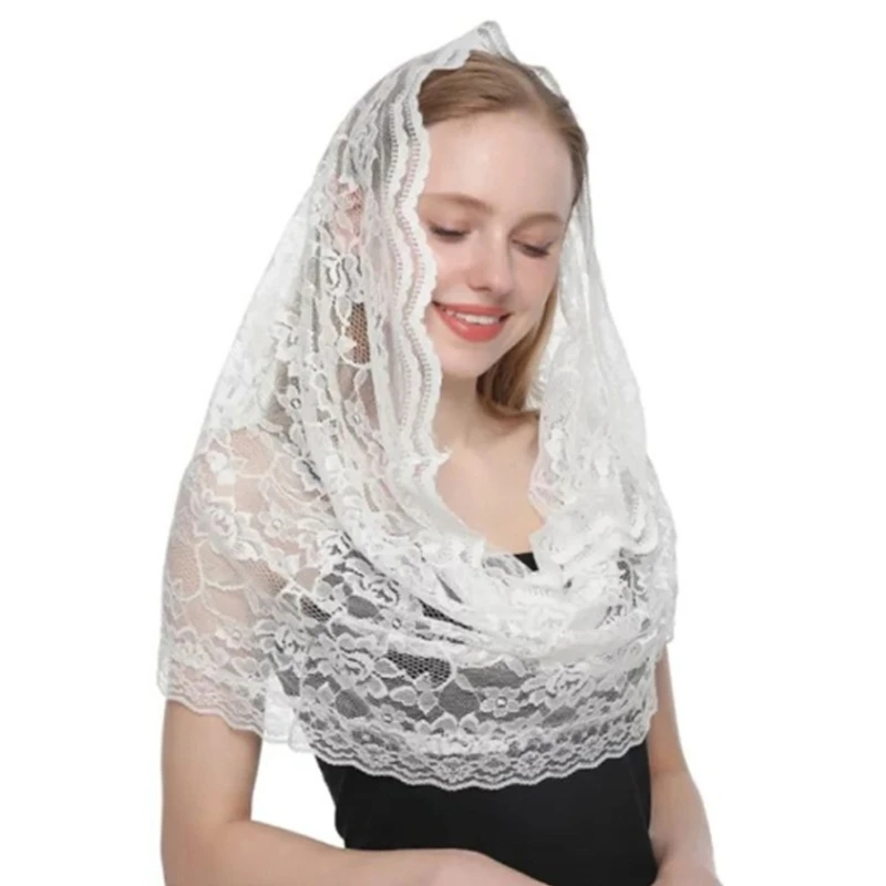 Elegant Lace Mantilla Veil for Wedding Traditional Lace Flower Veil Head Covering for Catholic Chapel Islams Headpiece NEW