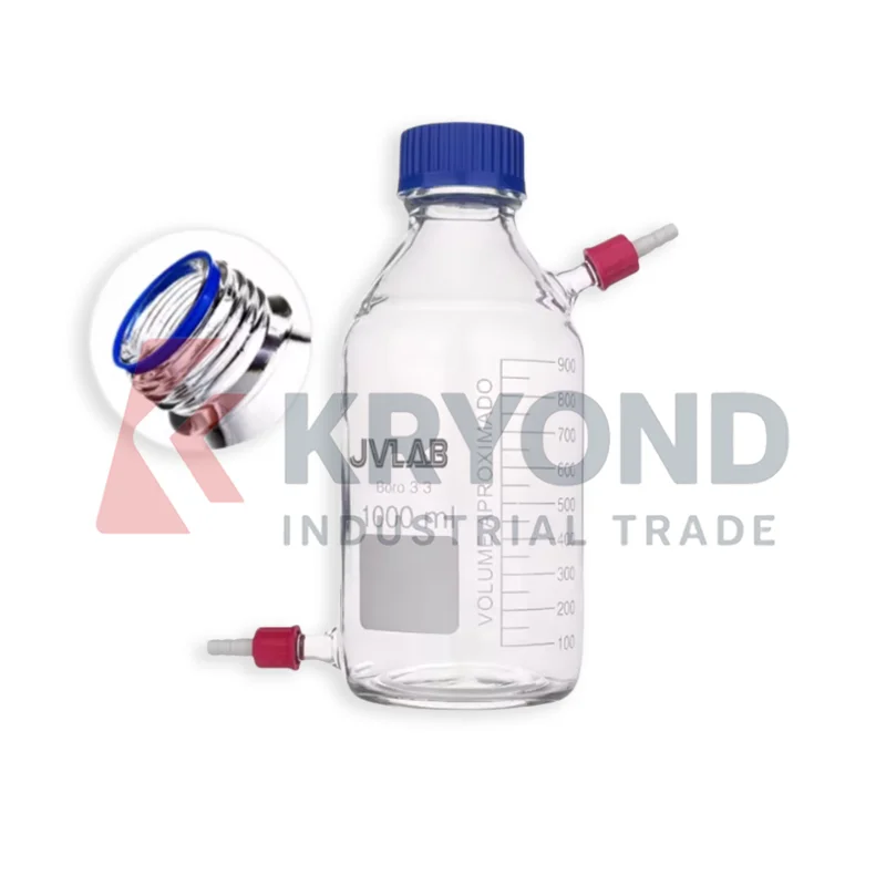 1000ml Borosilicate Glass Sampling Bottle 2 Port Reagent Container GL45 Cap Laboratory Storage Pack 1pcs Clear Transparent Body