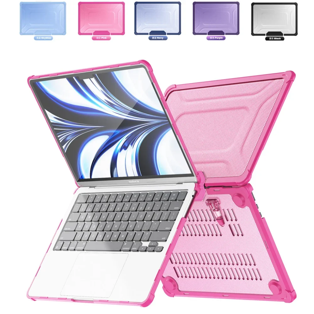 

for MacBook M2 M3 Air 13.6 PU Leather Case with Foldable Kickstand Multifunctional laptop protective Cover for M2 M3 Air 15 15.3