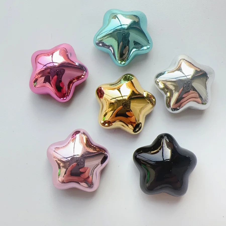 WFFNNKC 10-20Pcs Glossy Glitter Star Resin Cabochon fermaglio per capelli fai da te forniture artigianali Scrapbooking Decor Phone Patch Charms