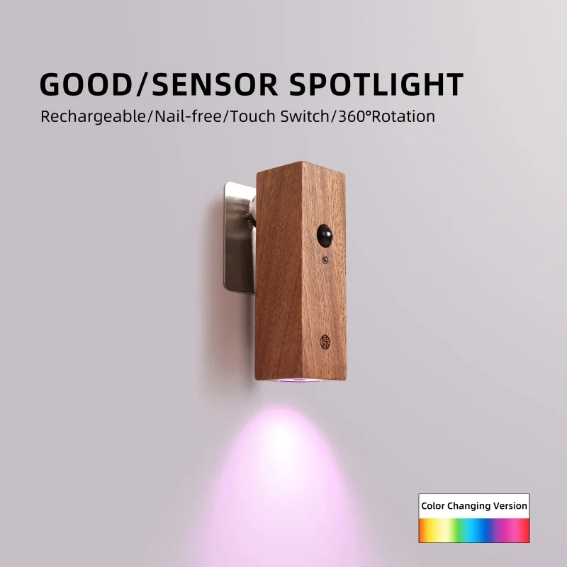 

Wooden Motion Sensor Night Light USB Rechargeable LED Magnetic Induction Wall Light Bedroom Corridor Stair Light Home Decor