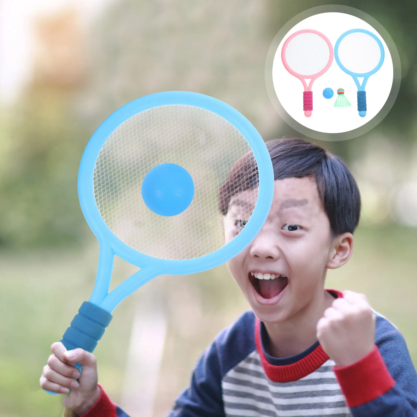 

Kids Badminton Racket Set Widened Surface Durable Pvc Eva Easy Grip Outdoor Play Hand-Eye Coordination Sports Tennis Racket